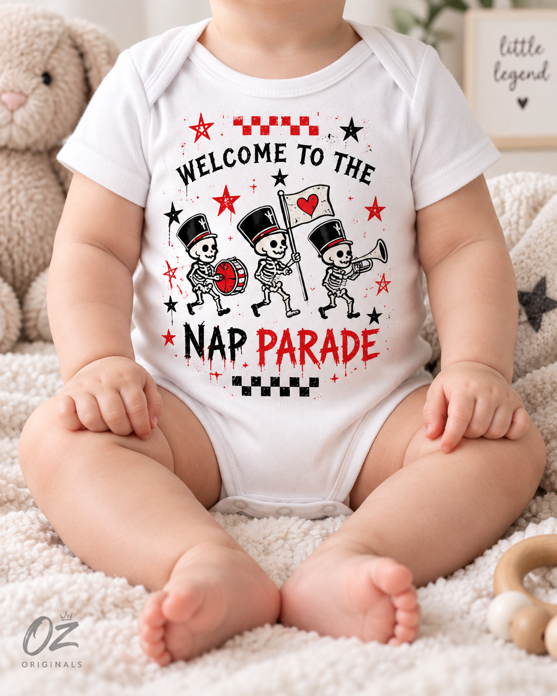 Welcome to the Nap Parade Baby Vest – Alternative Emo Baby Clothing | Black or White