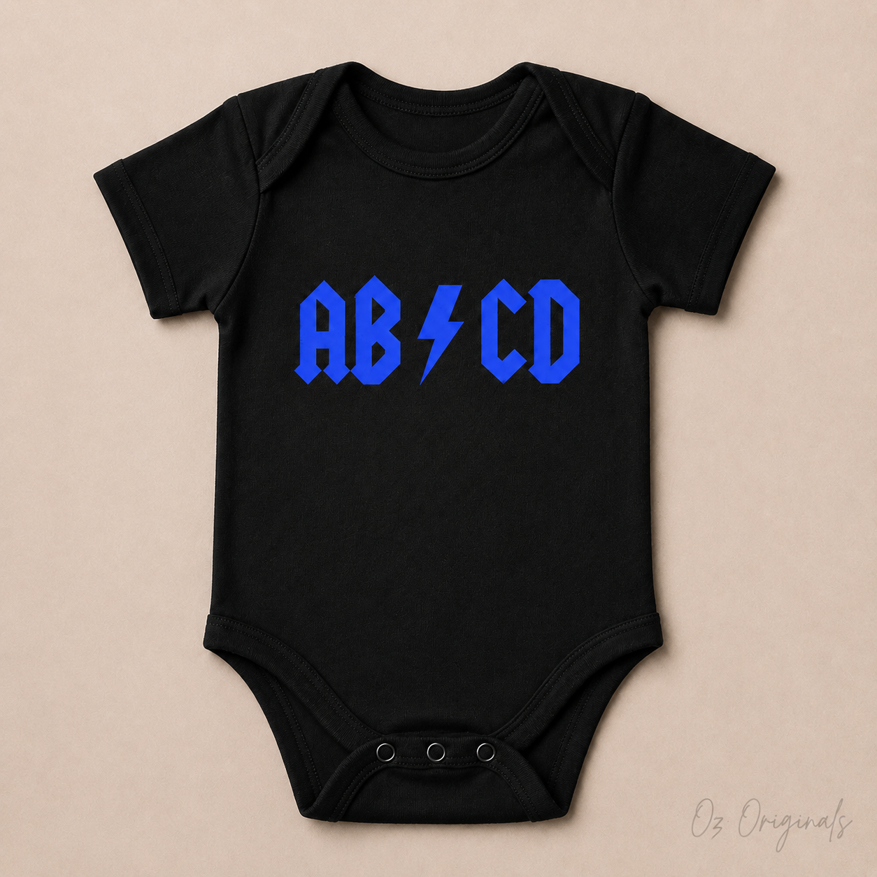 AB⚡CD Baby Vest | Rock-Inspired Alternative Baby Bodysuit | Multiple Colour Options