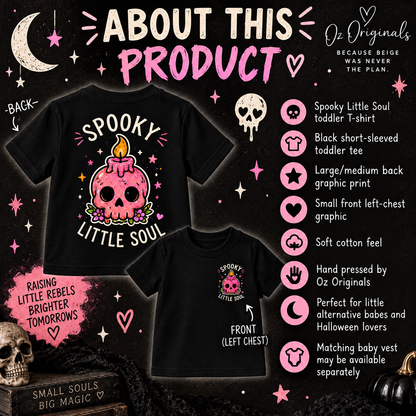 Spooky Little Soul Toddler T-Shirt | Alternative Kids Tee | Pink Skull Graphic💀🩷