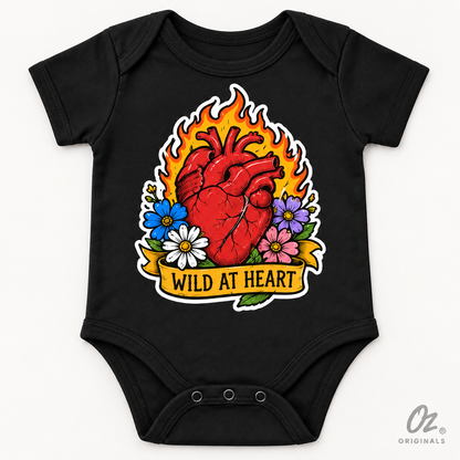 Wild at Heart Baby Vest – Black Alternative Baby Bodysuit with Anatomical Heart Design ❤️