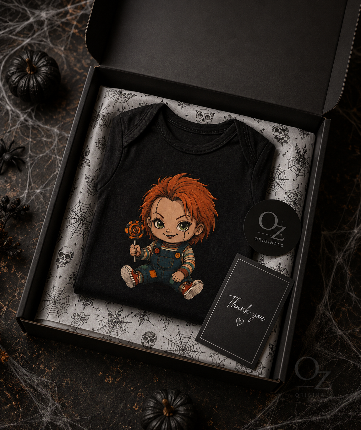Little Horror Icons Black Baby Vest – Choose Your Character or Group
