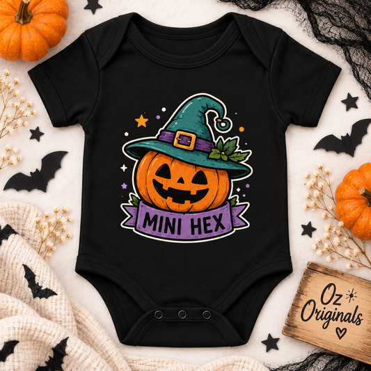 Mini Hex Pumpkin Halloween Baby Vest | October Oddities