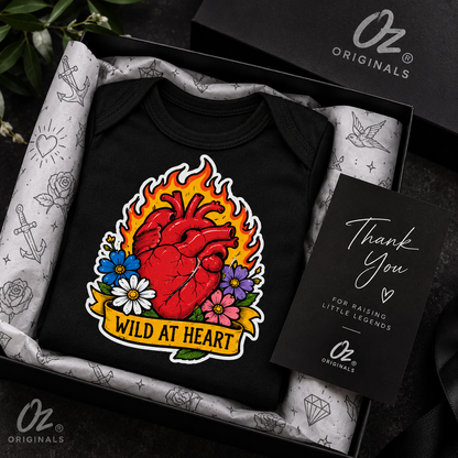 Wild at Heart Baby Vest – Black Alternative Baby Bodysuit with Anatomical Heart Design ❤️