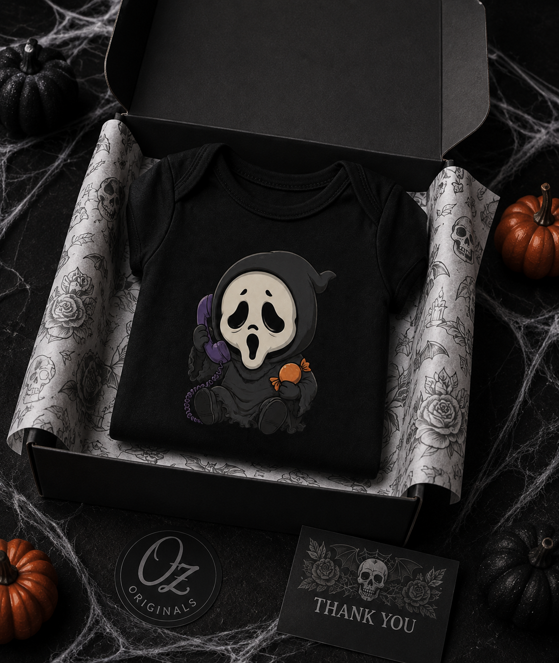 Little Horror Icons Black Baby Vest – Choose Your Character or Group