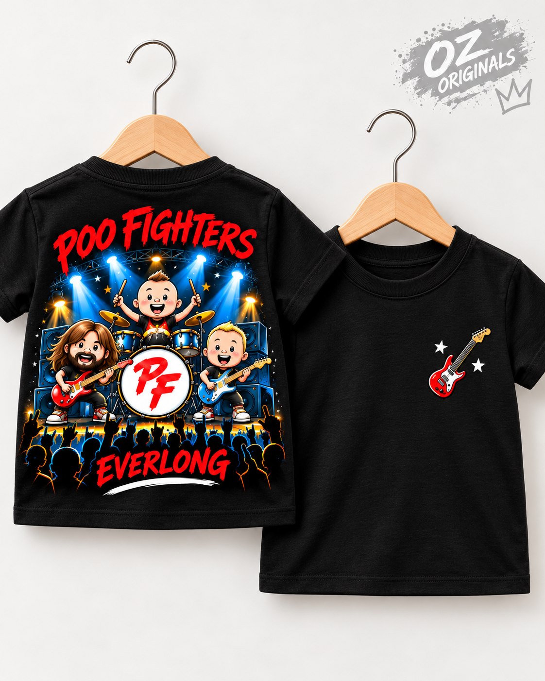 Poo Fighters Everlong Toddler T-Shirt – Alternative Rock Kids Tee – Black or White