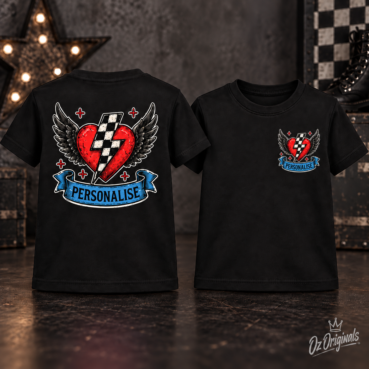 Personalised Winged Heart Toddler Tee | Alternative Kids Clothing | Custom Punk T-Shirt