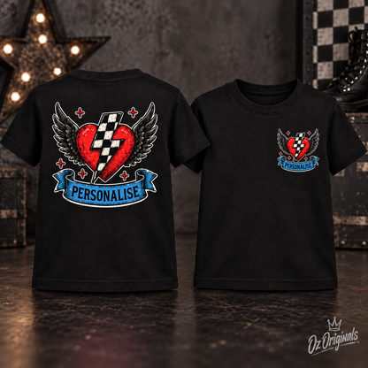 Personalised Winged Heart Toddler Tee | Alternative Kids Clothing | Custom Punk T-Shirt