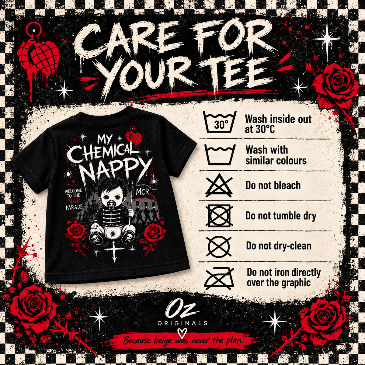 My Chemical Nappy Toddler T-Shirt – Black Emo Band Tee