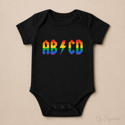 AB⚡CD Baby Vest | Rock-Inspired Alternative Baby Bodysuit | Multiple Colour Options