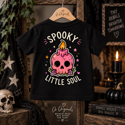 Spooky Little Soul Toddler T-Shirt | Alternative Kids Tee | Pink Skull Graphic💀🩷