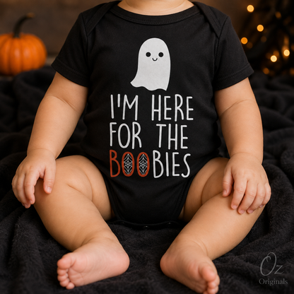 I’m Here for the Boobies Baby Vest | Halloween Baby Bodysuit | Funny Ghost Baby Outfit | Alternative Goth Baby Clothes | OctOdd007 👻