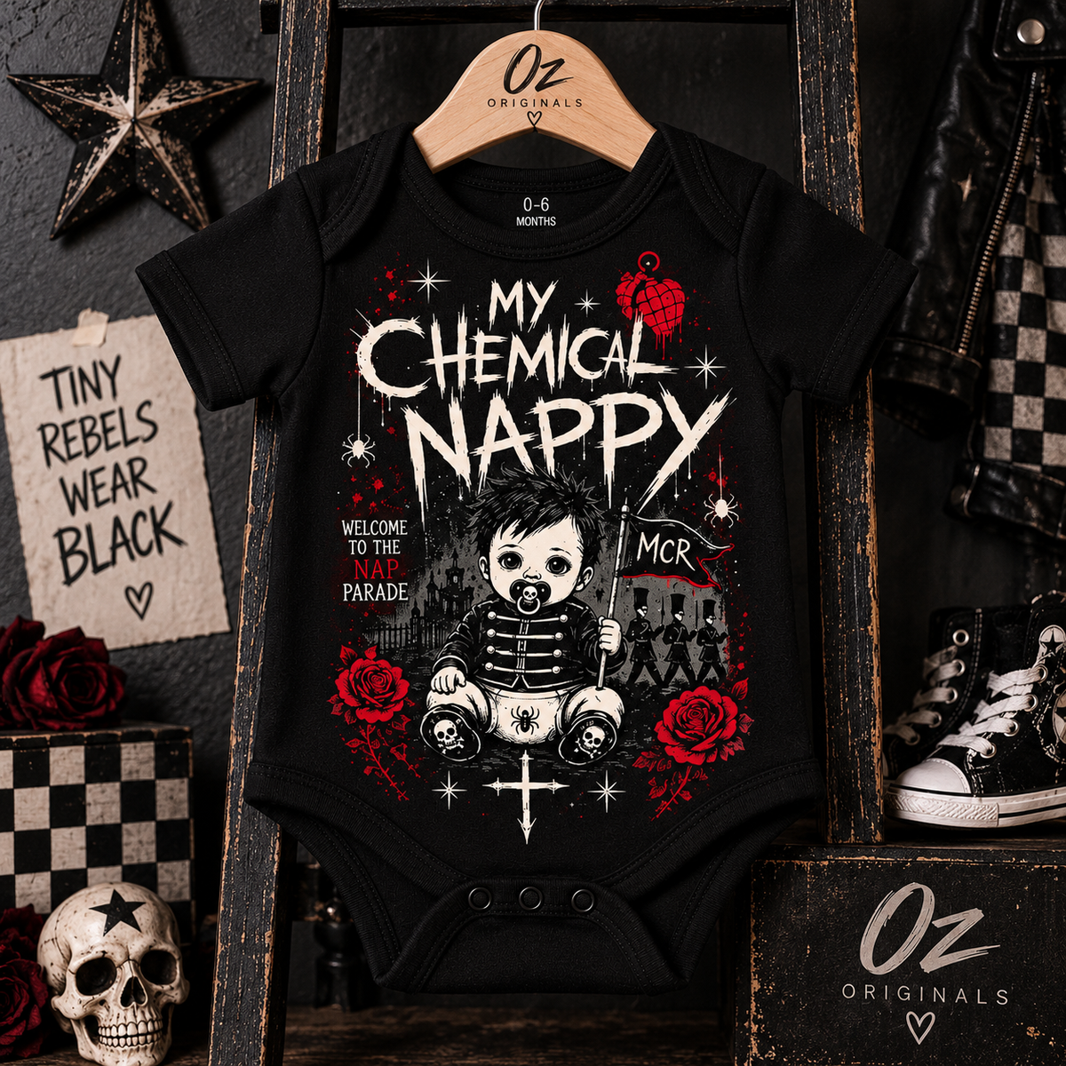My Chemical Nappy Baby Vest | Welcome to the Nap Parade | Alternative Emo Baby Bodysuit 🌹