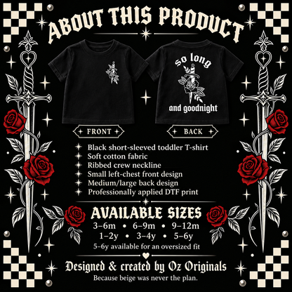 So Long & Goodnight Toddler Tee | Dagger & Rose Alternative Kids T-Shirt | Baby Bands Collection 🎶