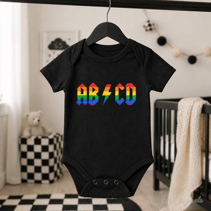 AB⚡CD Baby Vest | Rock-Inspired Alternative Baby Bodysuit | Multiple Colour Options