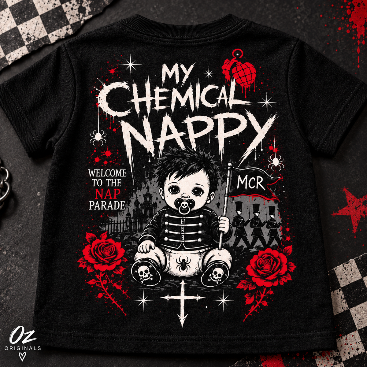 My Chemical Nappy Toddler T-Shirt – Black Emo Band Tee