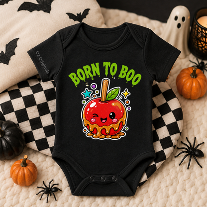 Born to Boo Baby Vest, Halloween Caramel Apple Bodysuit, Alternative Baby Clothes, October Oddities - OctOdd005 🍎 💚