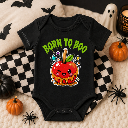 Born to Boo Baby Vest, Halloween Caramel Apple Bodysuit, Alternative Baby Clothes, October Oddities - OctOdd005 🍎 💚