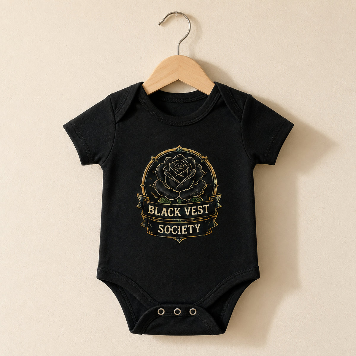 Black Vest Society Baby Vest | Alternative Rock Baby Bodysuit | Black Gothic Baby Clothes | Rock Baby Gift