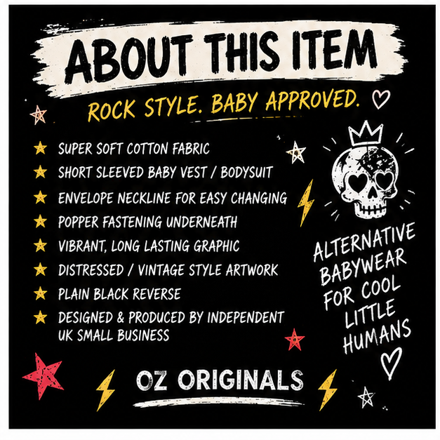 All The Small Things Baby Vest | Blue or Pink Sock | Personalised Alternative Baby Bodysuit | Rock Baby Gift 💙🩷