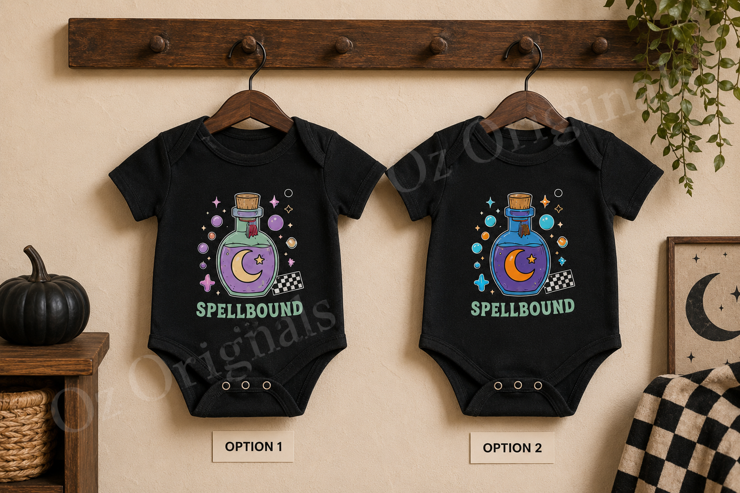 Spellbound Halloween Baby Vest – Gothic Potion Bodysuit, 2 Colour Options, October Oddities 🪄 🧙