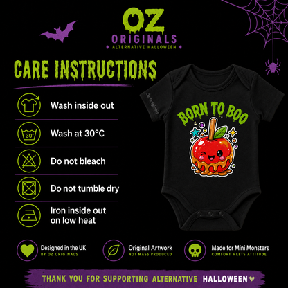 Born to Boo Baby Vest, Halloween Caramel Apple Bodysuit, Alternative Baby Clothes, October Oddities - OctOdd005 🍎 💚