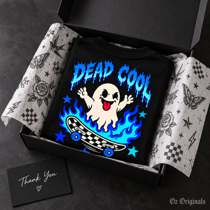 Dead Cool Ghost Skater Toddler T-Shirt | Alternative Black Kids Tee | Ozzy Flash Collection