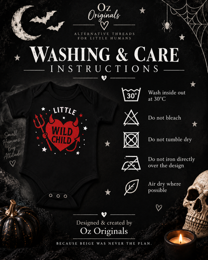 Little Wild Child Baby Vest | Halloween Devil Heart Baby Bodysuit | October Oddities ❤️😈