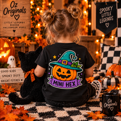 Mini Hex Toddler T-Shirt | Alternative Witchy Pumpkin Kids Tee 🎃💚