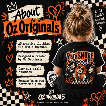 ParaSNORE Toddler Tee | Paramore-Inspired Alternative Kids Band T-Shirt | Black Punk Toddler Tee