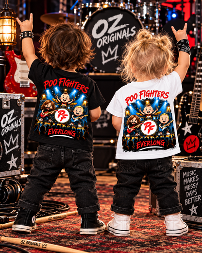 Poo Fighters Everlong Toddler T-Shirt – Alternative Rock Kids Tee – Black or White