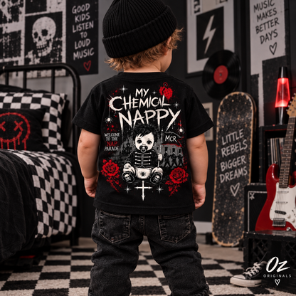 My Chemical Nappy Toddler T-Shirt – Black Emo Band Tee