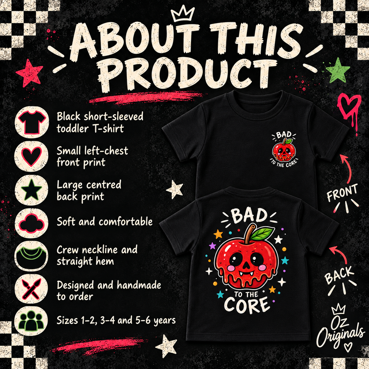 Bad to the Core Black Baby & Toddler T-Shirt | Alternative Kidswear