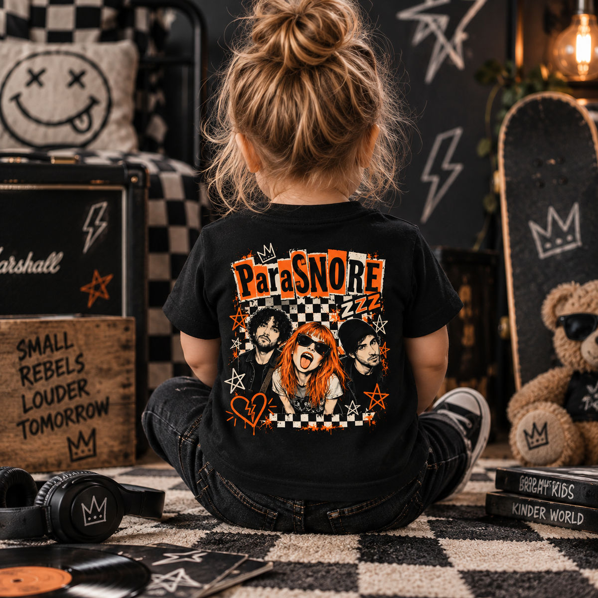 ParaSNORE Toddler Tee | Paramore-Inspired Alternative Kids Band T-Shirt | Black Punk Toddler Tee