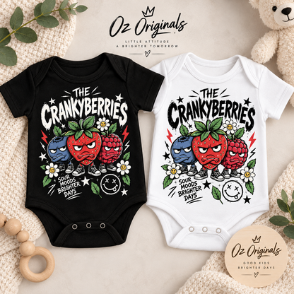 The Crankyberries Baby Vest – Black or White | Alternative Baby Clothing