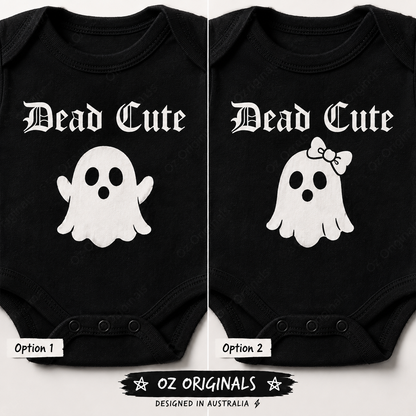 Dead Cute Baby Vest | Halloween Ghost Baby Bodysuit | October Oddities – OctOdd001 👻🖤
