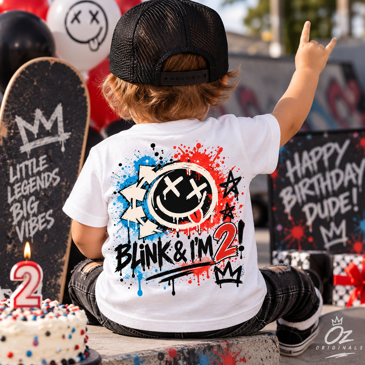 Blink & I’m 2! Toddler T-Shirt – Black or White | Alternative Birthday Tee
