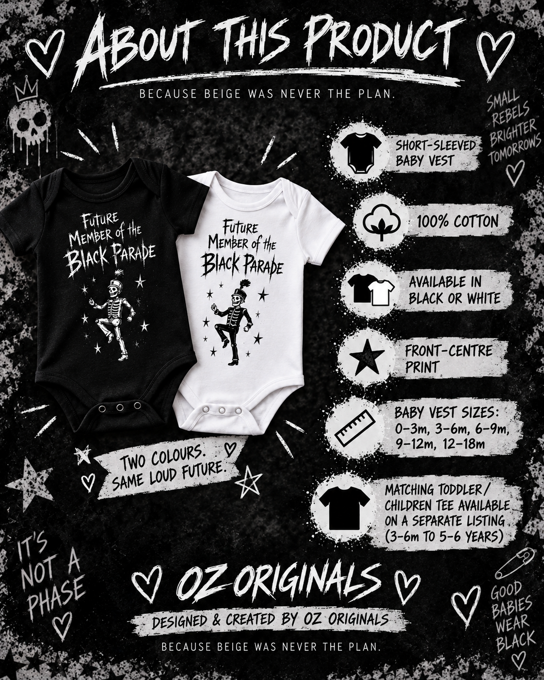 Future Member of the Black Parade Baby Vest | Black or White | Alternative Baby Clothes UK.