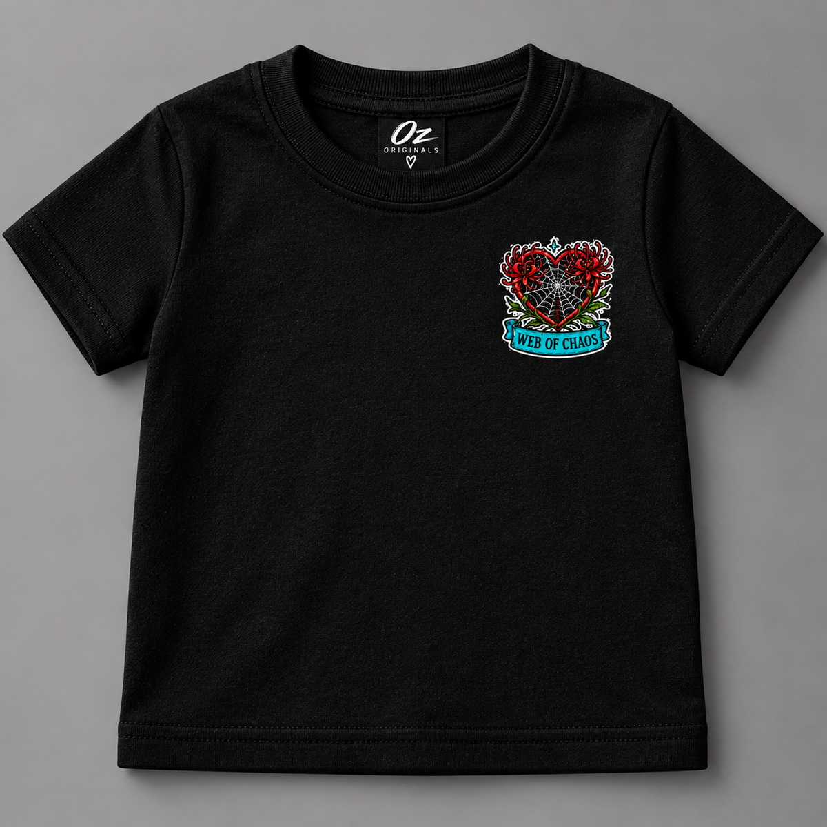 Web of Chaos Toddler T-Shirt | Alternative Gothic Kids Tee | Front & Back Print