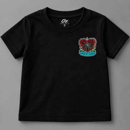 Web of Chaos Toddler T-Shirt | Alternative Gothic Kids Tee | Front & Back Print