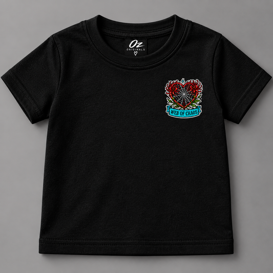 Web of Chaos Toddler T-Shirt | Alternative Gothic Kids Tee | Front & Back Print