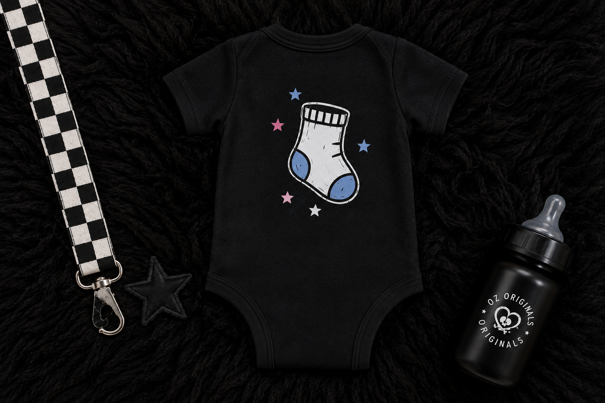 All The Small Things Baby Vest | Blue or Pink Sock | Personalised Alternative Baby Bodysuit | Rock Baby Gift 💙🩷