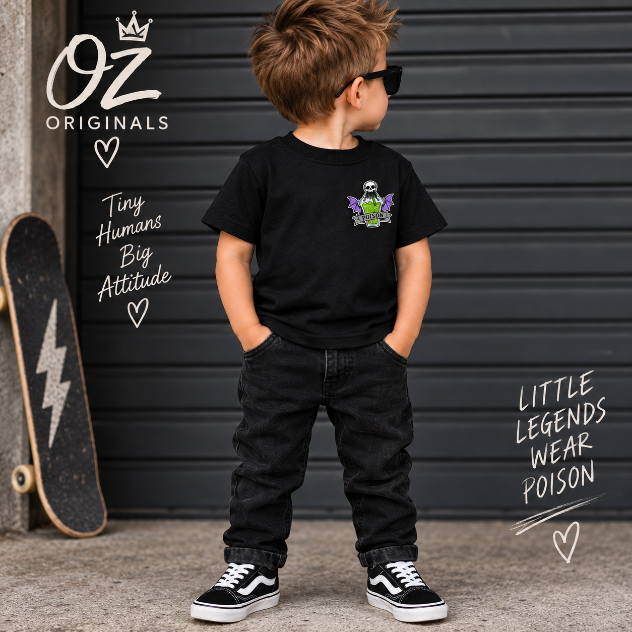 Poison Bottle Alternative Toddler T-Shirt | Gothic Kids Tee | Front & Back Print | Oz Originals 🖤💚💜