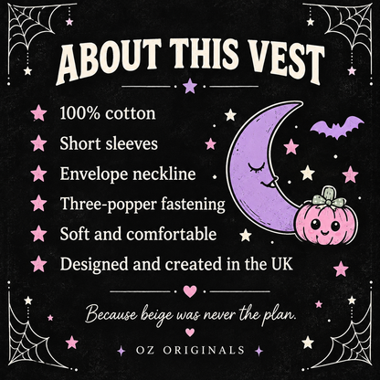 October Baby Halloween Moon & Pumpkin Black Baby Vest