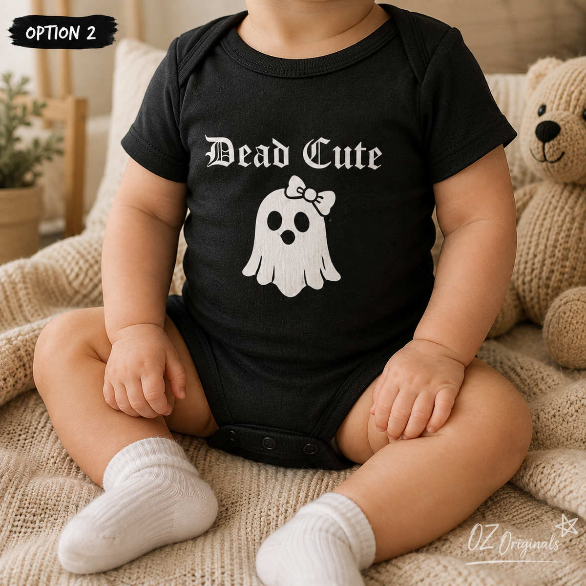 Dead Cute Baby Vest | Halloween Ghost Baby Bodysuit | October Oddities – OctOdd001 👻🖤