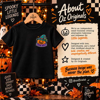 Mini Hex Toddler T-Shirt | Alternative Witchy Pumpkin Kids Tee 🎃💚