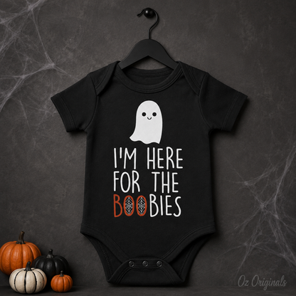 I’m Here for the Boobies Baby Vest | Halloween Baby Bodysuit | Funny Ghost Baby Outfit | Alternative Goth Baby Clothes | OctOdd007 👻
