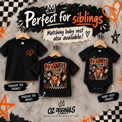 ParaSNORE Toddler Tee | Paramore-Inspired Alternative Kids Band T-Shirt | Black Punk Toddler Tee