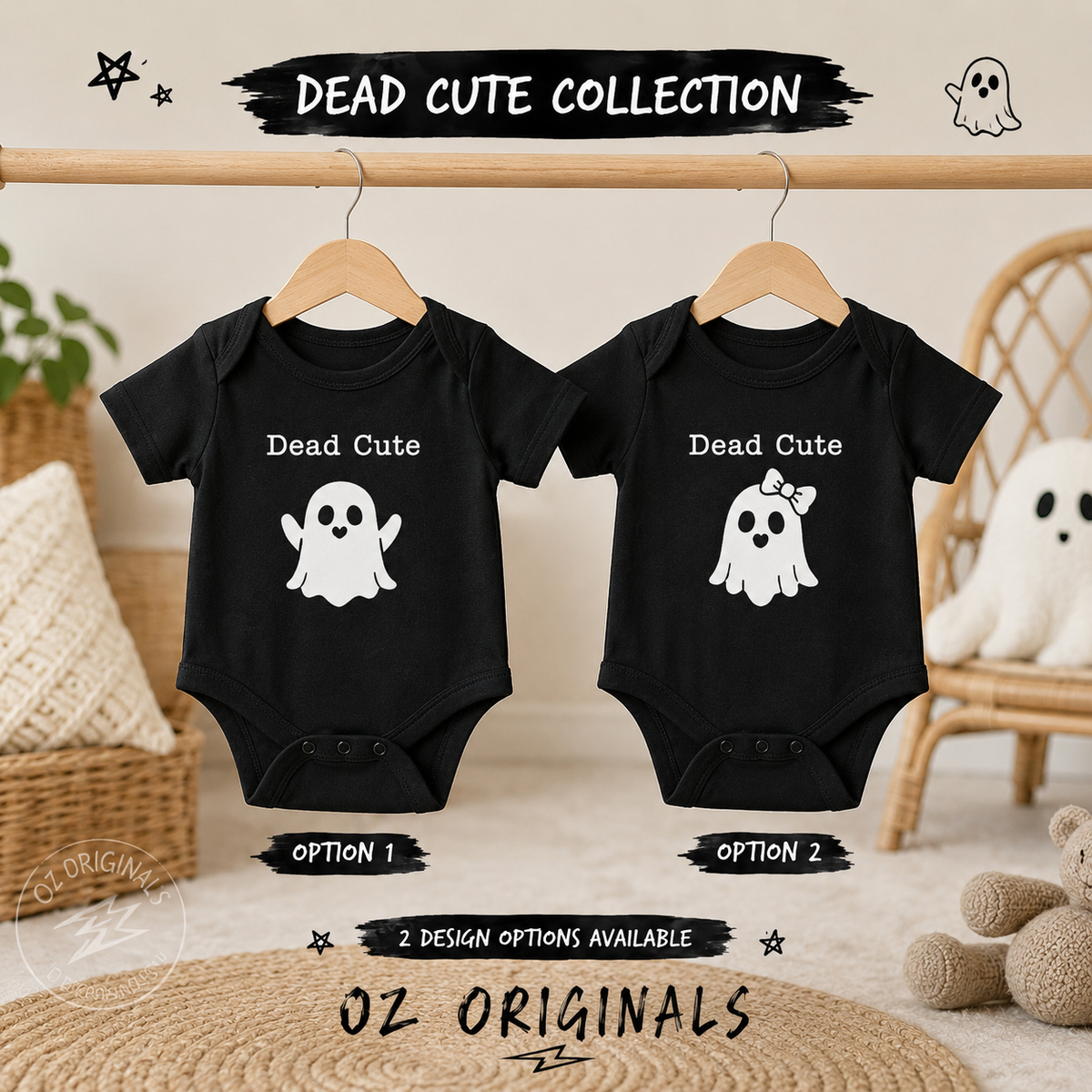 Dead Cute Baby Vest | Halloween Ghost Baby Bodysuit | October Oddities – OctOdd001 👻🖤