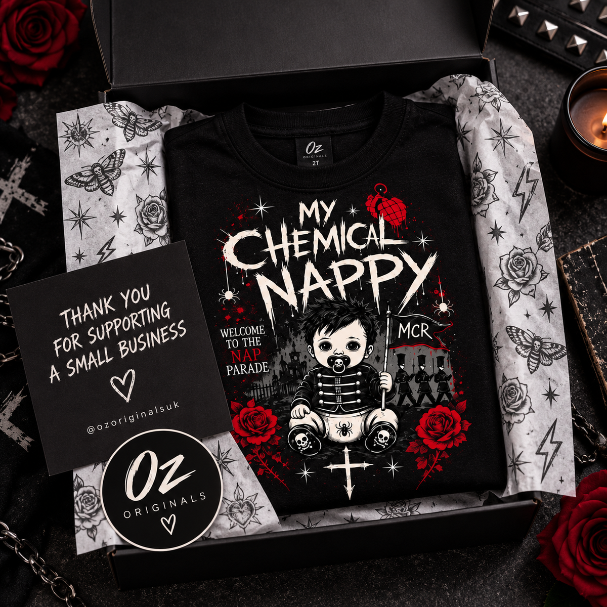 My Chemical Nappy Toddler T-Shirt – Black Emo Band Tee