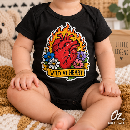 Wild at Heart Baby Vest – Black Alternative Baby Bodysuit with Anatomical Heart Design ❤️